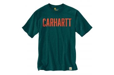 Image of Carhartt Workwear Graphic Block Logo Short Sleeve T-shirt - Mens, Hunter Green Heather, XL-REG 103177-393-REG-XL