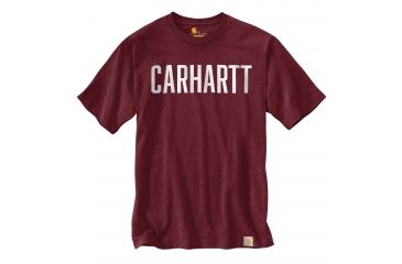 Image of Carhartt Workwear Graphic Block Logo Short Sleeve T-shirt - Mens, Port Heather, XL-REG 103177-645-REG-XL