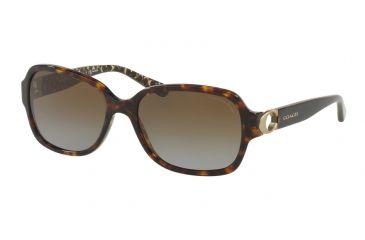 Image of Coach L1031 HC8241 Sunglasses 5507T5-57 - Dark Tortoise Frame, Brown Gradient Polar Lenses