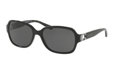 Image of Coach L1031 HC8241 Sunglasses 551087-57 - Black Frame, Dark Grey Solid Lenses