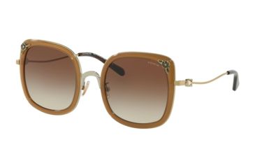 Image of Coach L1081 HC7101B Progressive Prescription Sunglasses, 53mm, Shiny Light Gold/Transparent Light Brown, HC7101B-900513-53-PRO