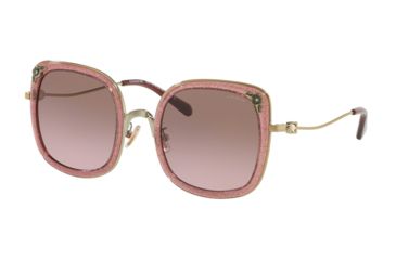 Image of Coach L1081 HC7101B Progressive Prescription Sunglasses, 53mm, Shiny Light Gold/Blush Glitter, HC7101B-900514-53-PRO