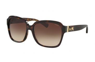 Image of Coach L1603 HC8185F Progressive Prescription Sunglasses HC8185F-539413-58 - Lens Diameter 58 mm, Frame Color Dark Tort/Dark Tort Gold Sig C