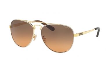 Image of Coach L1614 HC7069 Single Vision Prescription Sunglasses HC7069-929595-60 - Lens Diameter 60 mm, Frame Color Gold Silver/Dark Tortoise