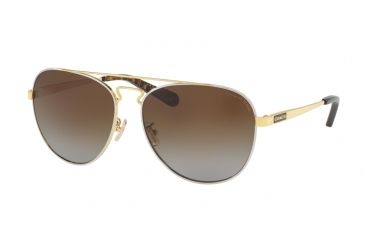 Image of Coach L1614 HC7069 Single Vision Prescription Sunglasses, 60mm, Gold Silver/Dark Tortoise, HC7069-9295T5-60-SV