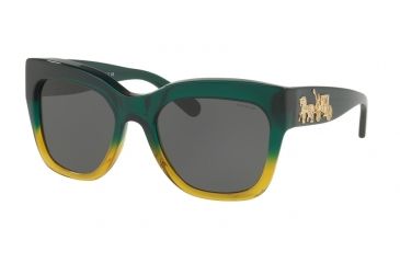 Image of Coach L1649 HC8213 Sunglasses 548387-56 - Emerald Mustard Gradient Frame, Dark Grey Solid Lenses