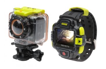 Image of Coleman Bravo2 1080p HD &amp; 5.0 MP Waterproof Sports Camera Kit w/Wi-Fi and Color LCD Remote Control Watch, Black CX12WP+LCD