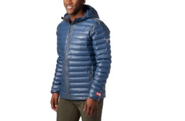 Image of Columbia OutDry Ex Gold Down Hooded Jacket - Mens, Collegiate Navy Ripstop Print, Small, 1700411464-S