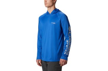Image of Columbia Terminal Tackle Hoodie - Men's, Cool Grey, Vivid Blue Logo, 2XL Waist, Long Inseam, 153617-020-2XT