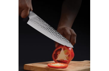 Image of Cool Hand Hammered Ebony Chef's Knife, 13in Overall, 8in Hammered 440C Stainless Blade, Ebony Wood Handle, 7198CE