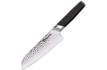 Image of Cool Hand Ebony Santoku Knife, 12in Overall, 7in, Hammered Finish 440C Stainless Blade, Ebony Wood Handle, 7197CE