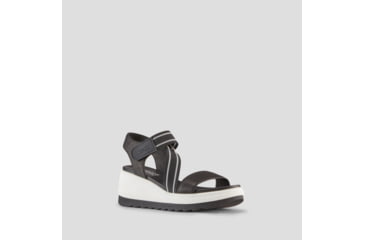 Image of Cougar Hibiscus Leather Wedge Womans Sandals, Black, 10, Hibiscus-Black-10