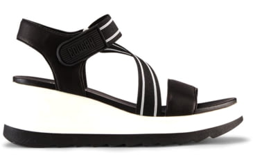 Image of Cougar Hibiscus Leather Wedge Womans Sandals, Black, 10, Hibiscus-Black-10