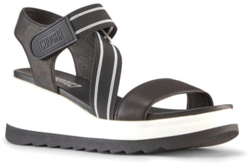 Image of Cougar Hibiscus Leather Wedge Womans Sandals, Black, 11, Hibiscus-Black-11