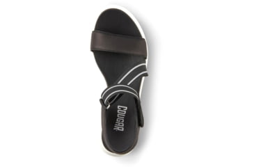 Image of Cougar Hibiscus Leather Wedge Womans Sandals, Black, 11, Hibiscus-Black-11