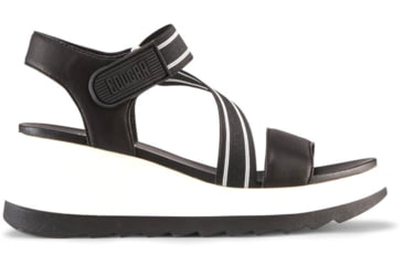 Image of Cougar Hibiscus Leather Wedge Womans Sandals, Black, 11, Hibiscus-Black-11