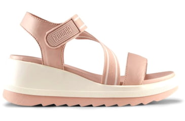 Image of Cougar Hibiscus Leather Wedge Womans Sandals, Shell, 10, Hibiscus-Shell-10
