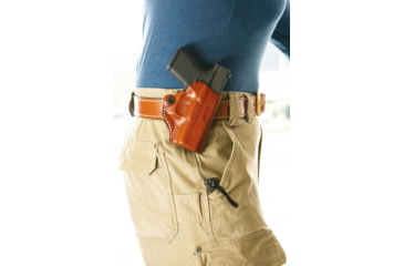 Image of DeSantis Mini Scabbard Leather Belt Holsters - SIG Sauer, SIG P938, Left Hand, Plain, Tan, 019TB37Z0