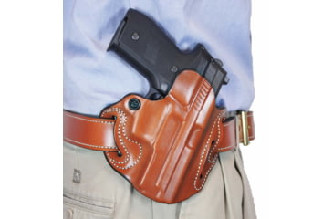 Image of DeSantis Speed Scabbard Leather OWB Belt Holsters, Colt Python, Trooper 4in, S&amp;W L Frame 4in, Ruger GP100 4in, Dan Wesson 15/2, 15/2V, 15/2VH 4in, Right Hand, Plain, Tan, 002TA34Z0