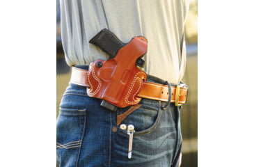 Image of DeSantis Thumb Break Mini Slide Leather OWB Holster, H&amp;K CC9 with or w/o Red Dot, Left Hand, Leather Construction, Matte Finish, Black, 085BB7ZZ0