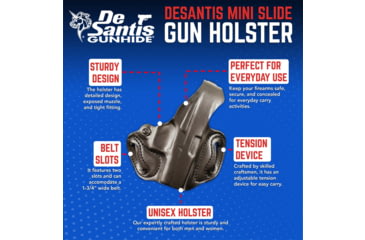 Image of DeSantis Thumb Break Mini Slide Leather OWB Holster, H&amp;K CC9 with or w/o Red Dot, Left Hand, Leather Construction, Matte Finish, Black, 085BB7ZZ0