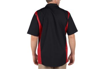 Image of Dickies - Industrial Color Block Short Sleeve Shirt, Black/english Red - LS524BKERXL