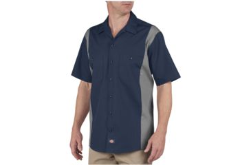 Image of Dickies - Industrial Color Block Short Sleeve Shirt, Dark Navy/smoke - LS524DNSMXL