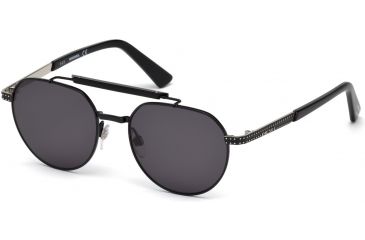 Image of Diesel DL0239 Eyewear - Unisex - Sunglasses - Shiny Black Frame Color, Smoke Lens Color