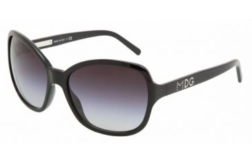 Image of Dolce&amp;Gabbana DG4107 Progressive Sunglasses - Shiny Black Gray Gradient Frame / 61 mm Prescription Lenses, 501-8G-6117
