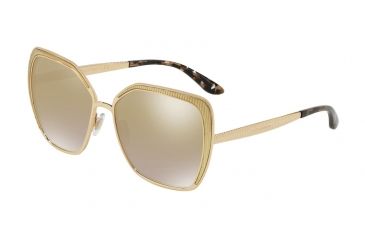 Image of Dolce&amp;Gabbana DG2197 Sunglasses 02/6E-56 - Gold Frame, Gradient Brown Mirror Gold Lenses