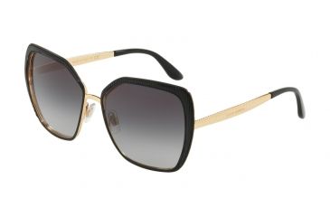 Image of Dolce&amp;Gabbana DG2197 Sunglasses 13128G-56 - Matte Black/Gold Frame, Grey Gradient Lenses