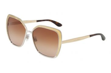 Image of Dolce&amp;Gabbana DG2197 Sunglasses 131313-56 - Silver Frame, Brown Gradient Lenses