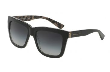 Image of Dolce&amp;Gabbana DG4262 Sunglasses 28578G-54 - Top Black On Leo Frame, Grey Gradient Lenses