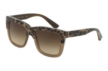 Image of Dolce&amp;Gabbana DG4262 Sunglasses 296713-54 - Print Leo On Opal Mud Frame, Brown Gradient Lenses