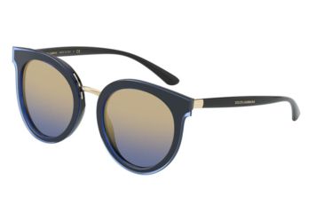 Image of Dolce&amp;Gabbana DG4371 Sunglasses 323733-52 - , Blue Mirror Gradient Gold Lenses