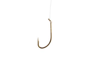 Image of Eagle Claw Plain Shank Snelled Hook,Offset,Down Eye,Medium Wire,Double Line,7in,Bronze 032H-6