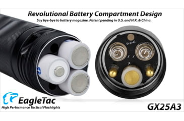 Image of EAGTAC GX25A3 Flashlight, XM-L2 U2 NW LED, 1105lm, Black, GX25A3-XML2-NW