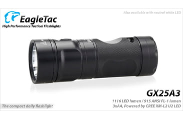 Image of EAGTAC GX25A3 Flashlight, XM-L2 U2 NW LED, 1105lm, Black, GX25A3-XML2-NW
