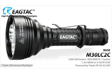 Image of EAGTAC M30LC2-C Flashlight Kit, 3 Nichia 219B CRI-92 LED, 1000lm, Black, M30LC2C-3*219B-KIT-NW