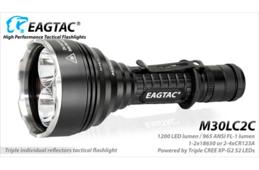 Image of EAGTAC M30LC2-C Flashlight Kit, 3 Nichia 219B CRI-92 LED, 1000lm, Black, M30LC2C-3*219B-KIT-NW