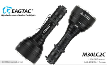 Image of EAGTAC M30LC2-C Flashlight Kit, 3 Nichia 219B CRI-92 LED, 1000lm, Black, M30LC2C-3*219B-KIT-NW