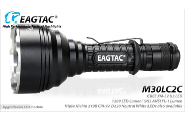Image of EAGTAC M30LC2-C Flashlight Kit, 3 Nichia 219B CRI-92 LED, 1000lm, Black, M30LC2C-3*219B-KIT-NW