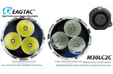 Image of EAGTAC M30LC2-C Flashlight Kit, 3 Nichia 219B CRI-92 LED, 1000lm, Black, M30LC2C-3*219B-KIT-NW