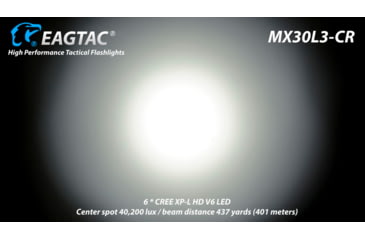 Image of EAGTAC MX30L3-CR Base Flashlight, 6 Nichia 219C CRI92 4000K LED, 3850lm, Black, MX30L3CR-6*219C-BASE-NW