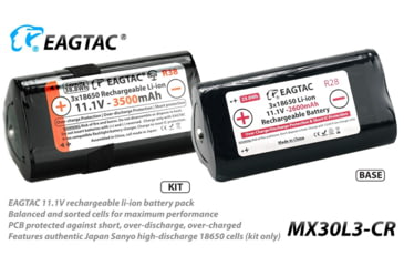 Image of EAGTAC MX30L3-CR Base Flashlight, 6 Nichia 219C CRI92 4000K LED, 3850lm, Black, MX30L3CR-6*219C-BASE-NW