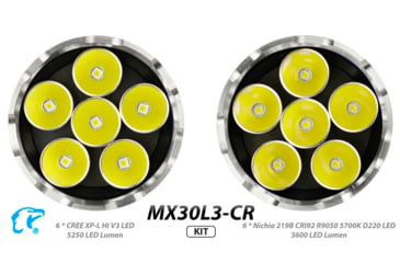 Image of EAGTAC MX30L3-CR Base Flashlight, 6 Nichia 219C CRI92 4000K LED, 3850lm, Black, MX30L3CR-6*219C-BASE-NW