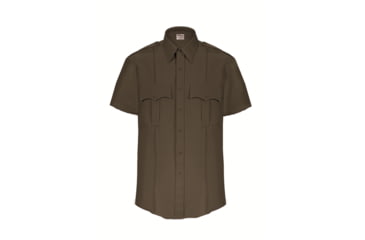 Image of Elbeco TexTrop2 Zippered Short Sleeve Polyester Shirt - Mens, 22 in, Brown, Z3315N-22
