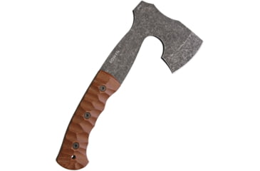 Image of Esee Gibson Axe, 10.5in Overall, 3in Black Stonewash 1095Hc Steel Axe Head With 4.5in Cutting Edge, Brown Finger Grooved Micarta Handle, Brown Leather Sheath, Brown, GIBSON AXE