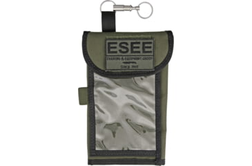 Image of Esee Map Case, Pack 4.2 Oz, Measures 4.5in X 8in Closed And 13in X 8in Open, Black Trim, Durable 1000 Denier Nylon Construction, OD Green, MAP-CASE