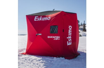 Image of Eskimo 3HD, Pop-Up Portable Shelter, No-Trip Door, Red/Black, 3-Person, 46075